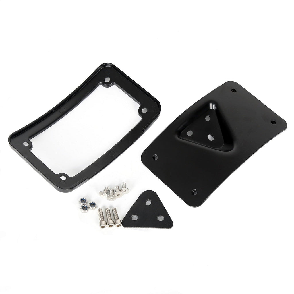 Curved Laydown License Plate Mount Bracket Frame For Harley Softail Dyna Steel