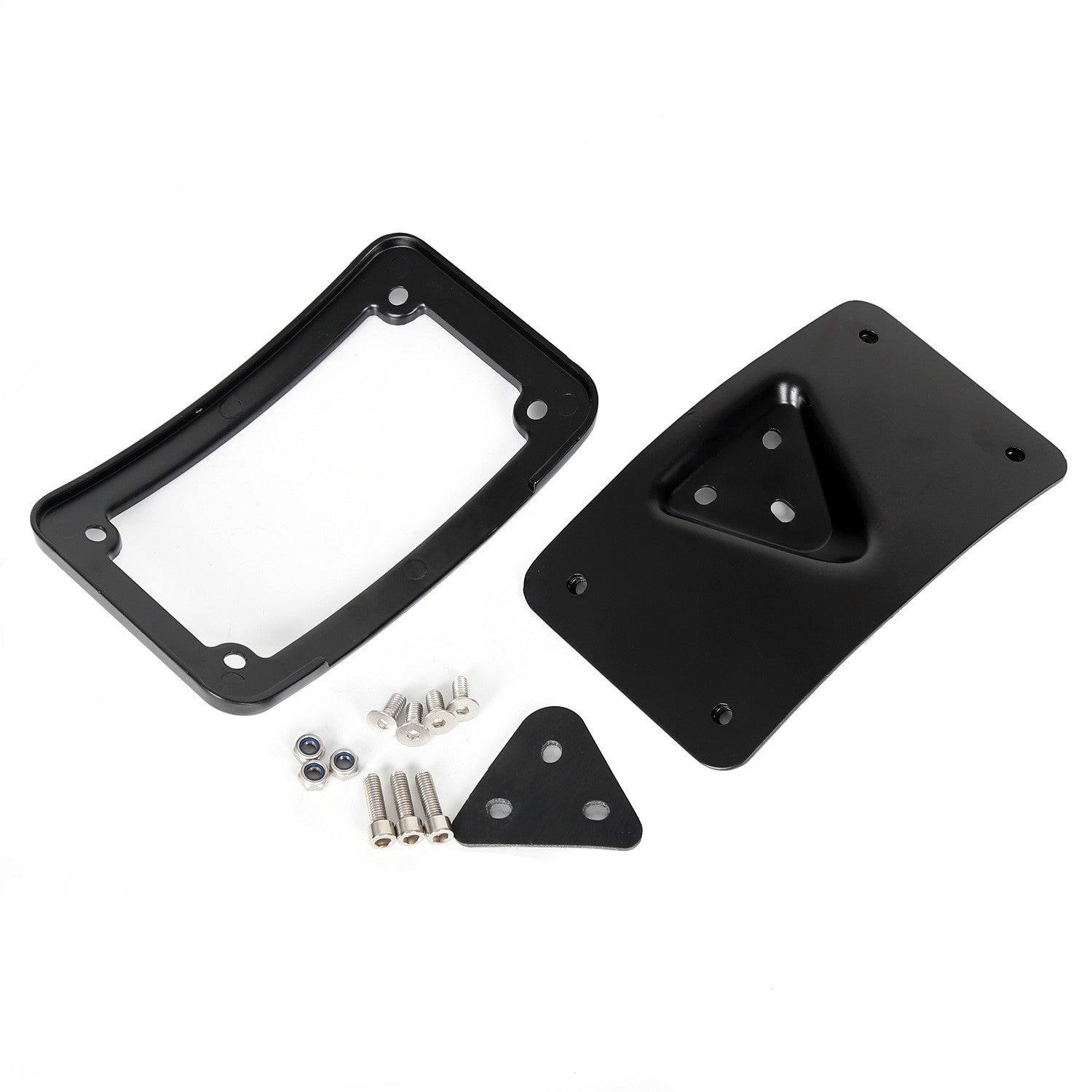 Curved Laydown License Plate Mount Bracket Frame For Harley Softail Dyna Steel