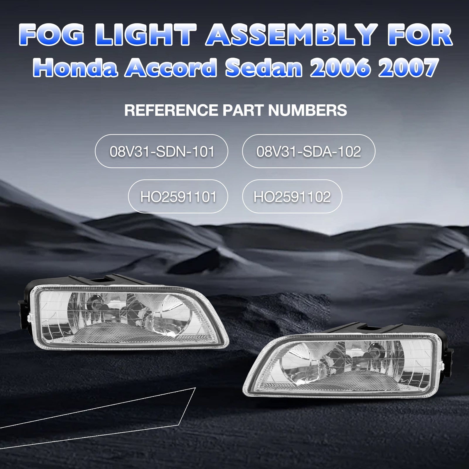 Front Fog Headlight Lamp w/ Bulbs and Harness Kit for Honda Accord 4-Door 03-07
