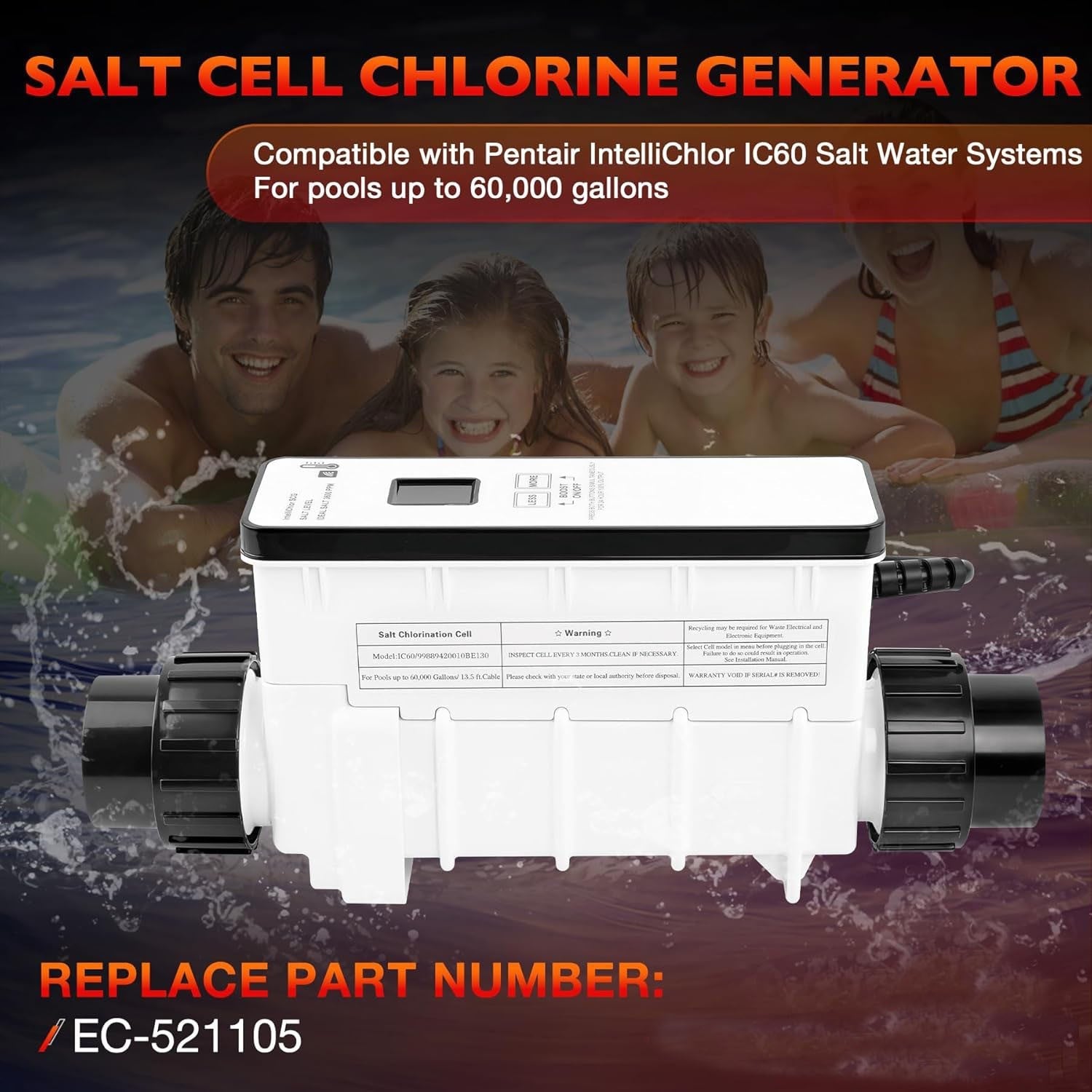 EC521105 Salt Chlorine Generator Cell For Pentair IntelliChlor IC60 60000 Gallon
