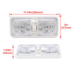 2PCS 12V LED White Ceiling Fixture Double Dome Light for Camper Trailer RV