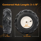 2x 13x5.00 6 Inch Tiller Tire Wheel 3 1/8 Centered Hub for Craftsman Troy Bilt