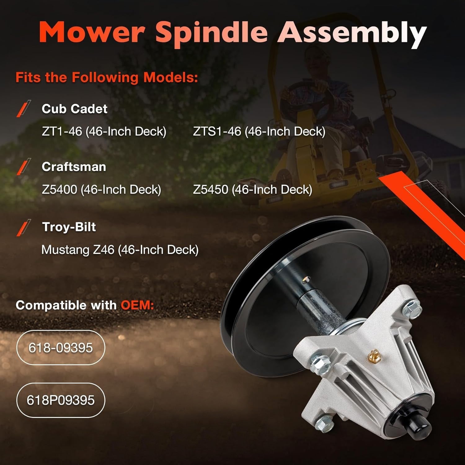 618P09395 Mower Deck Spindle Assembly for Cub Cadet MTD ZT1 ZTS1 46 Inch Deck 2x