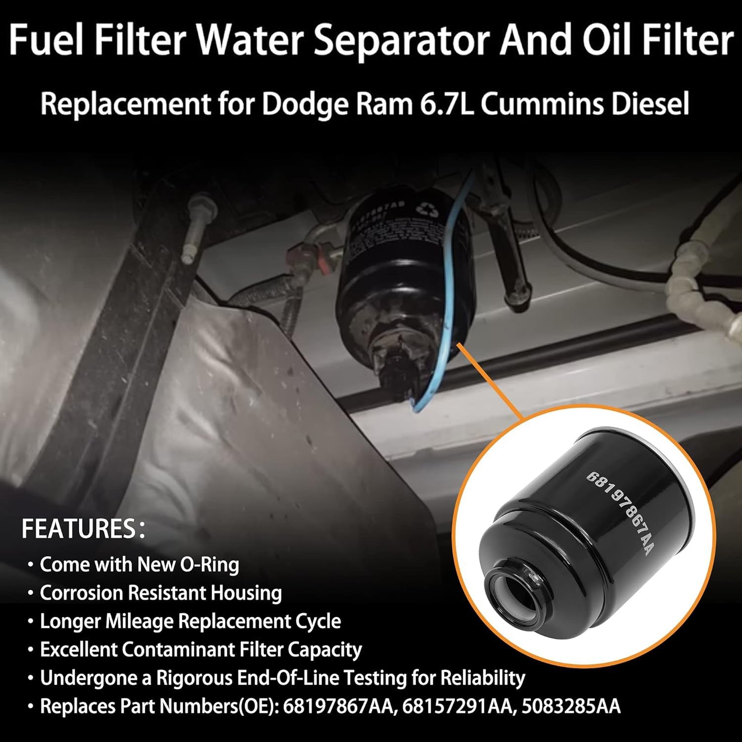 291AA 6.7L Cummins Oil Fuel Filter Kit for RAM 2500 3500 4500 5500 2013 2018