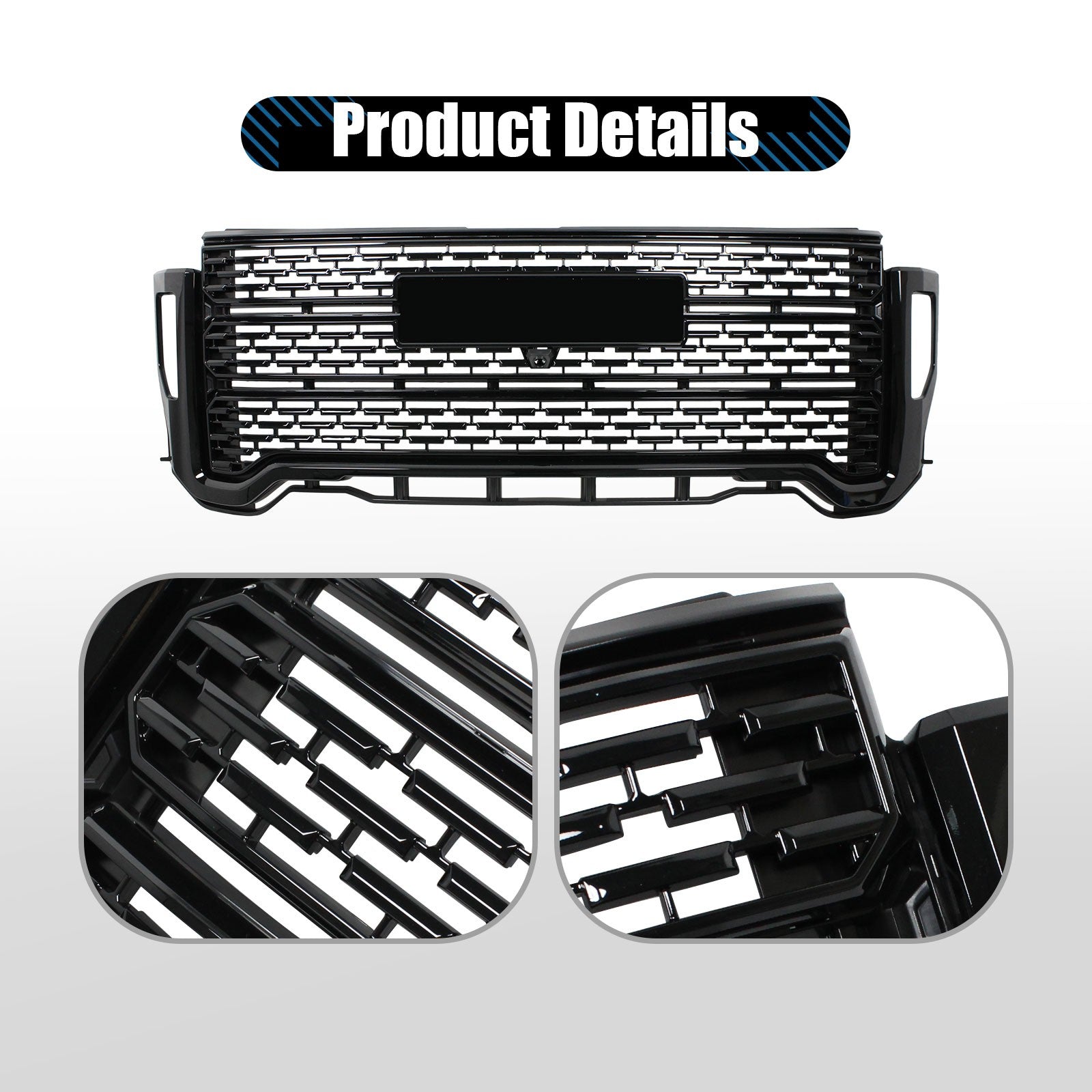 For GMC Sierra 2500 HD 3500 HD 2020-2023 Front Bumper Grille W/Camera Hole