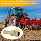 Upgraded PTO Extender Adapter For Tractor 1 3/8 6 Spline Female Male 1 3/8