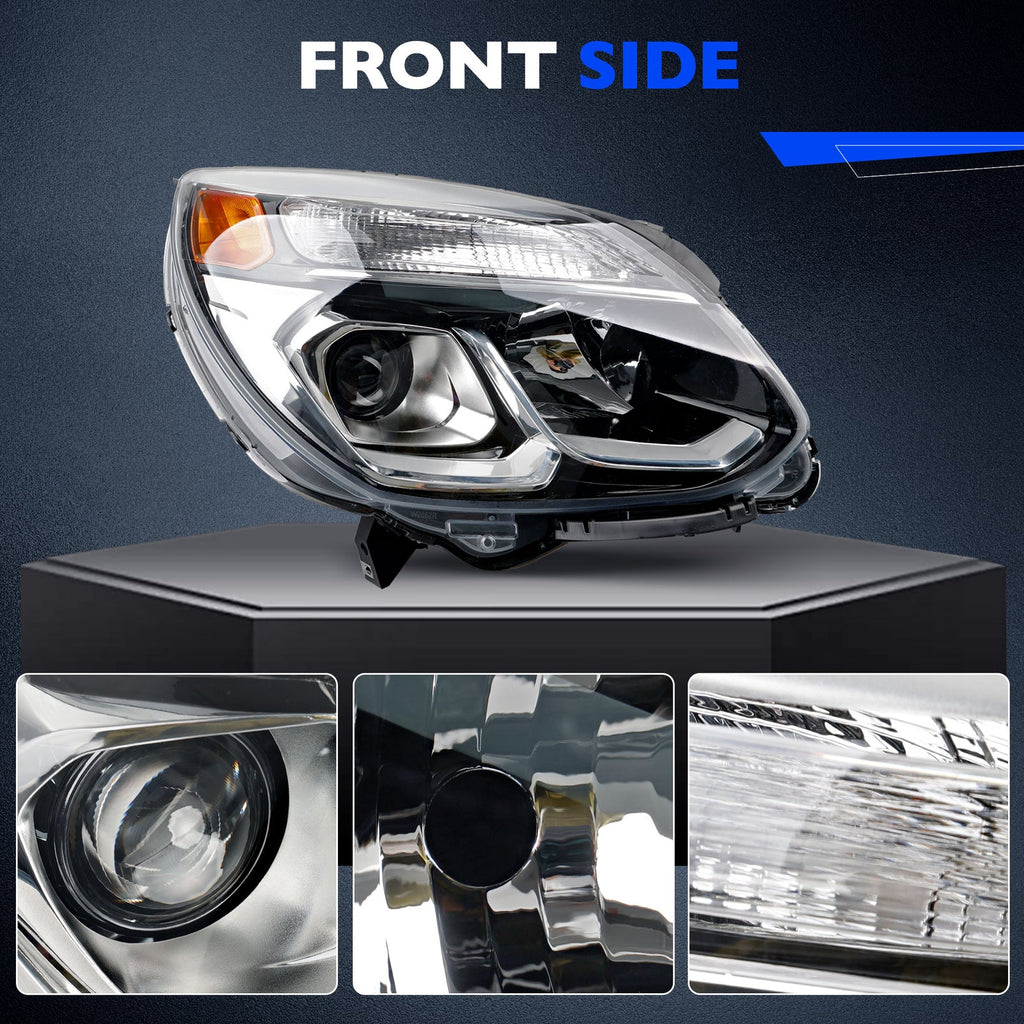 Halogen Chrome Headlight Assy Front Right Passenger Side for Chevy Equinox 16 17