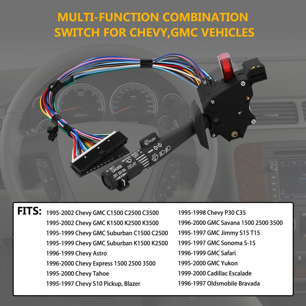 Turn Signal Windshield Wiper Hazard Cruise Switch for GMC Suburban C K 1500 2500