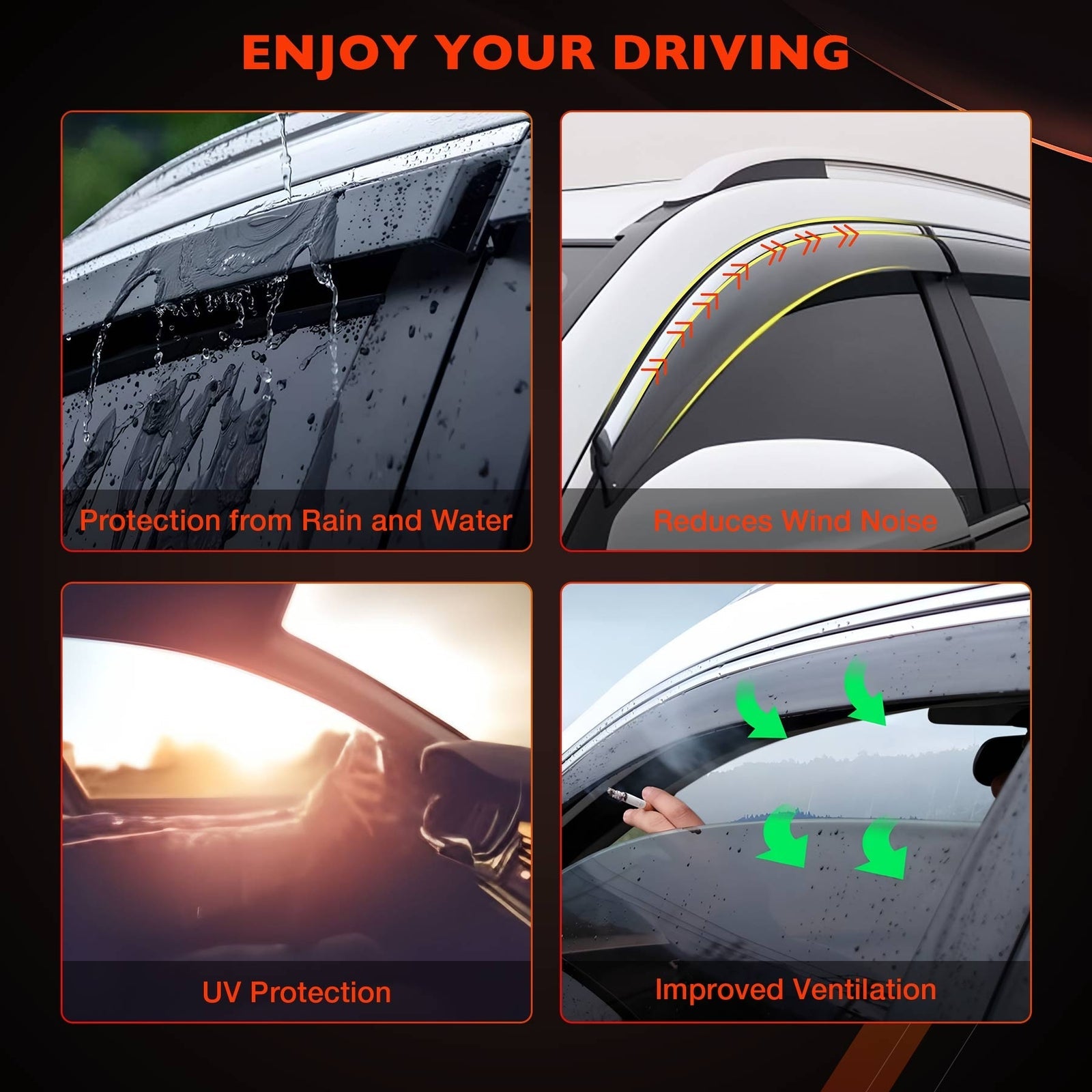 Side Window Rain Guards Deflector Visor for Toyota Tacoma 2024 2025 4X