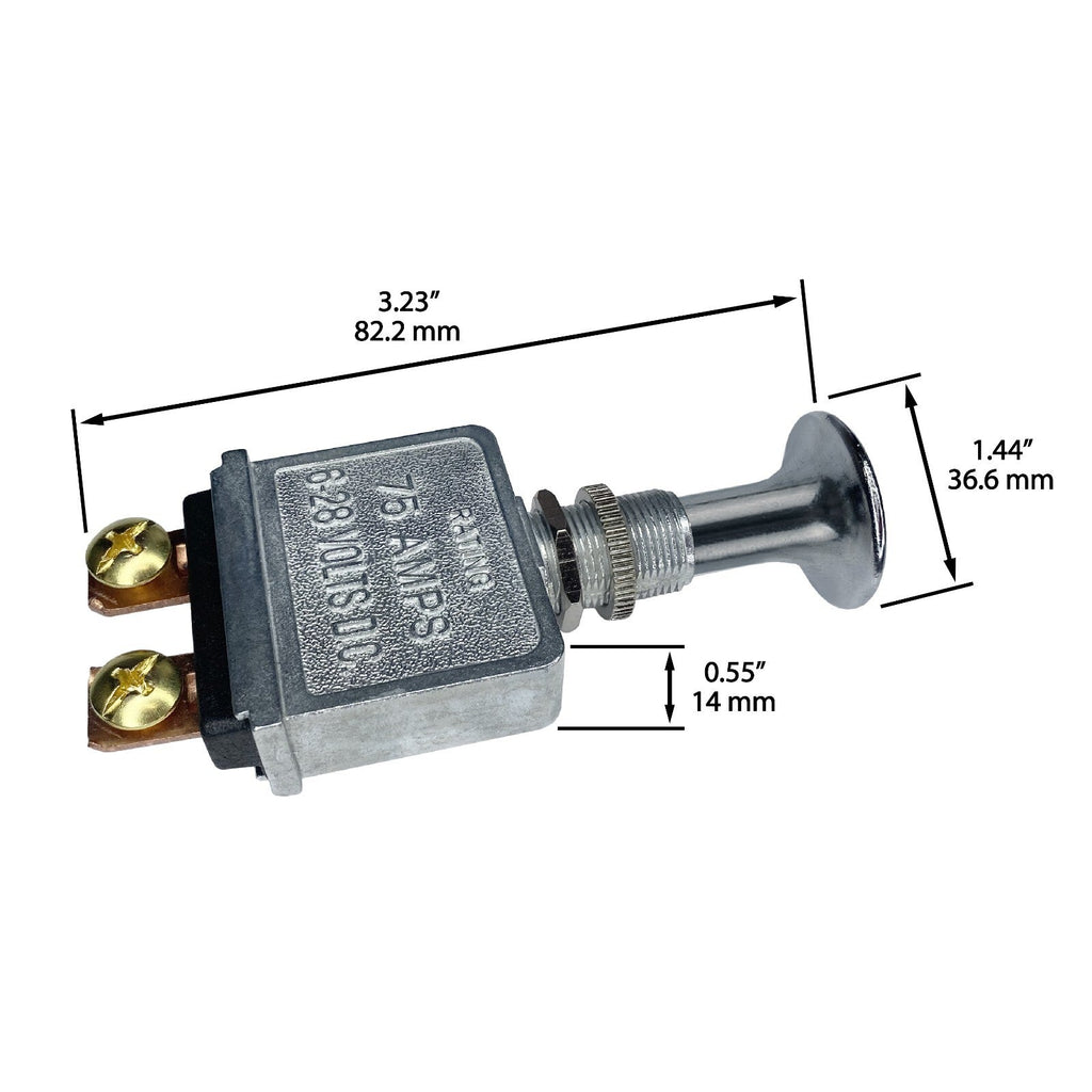 Heavy Duty Push Pull On Off Switch 75 Amps 2 Terminal 6 28 Volts DC