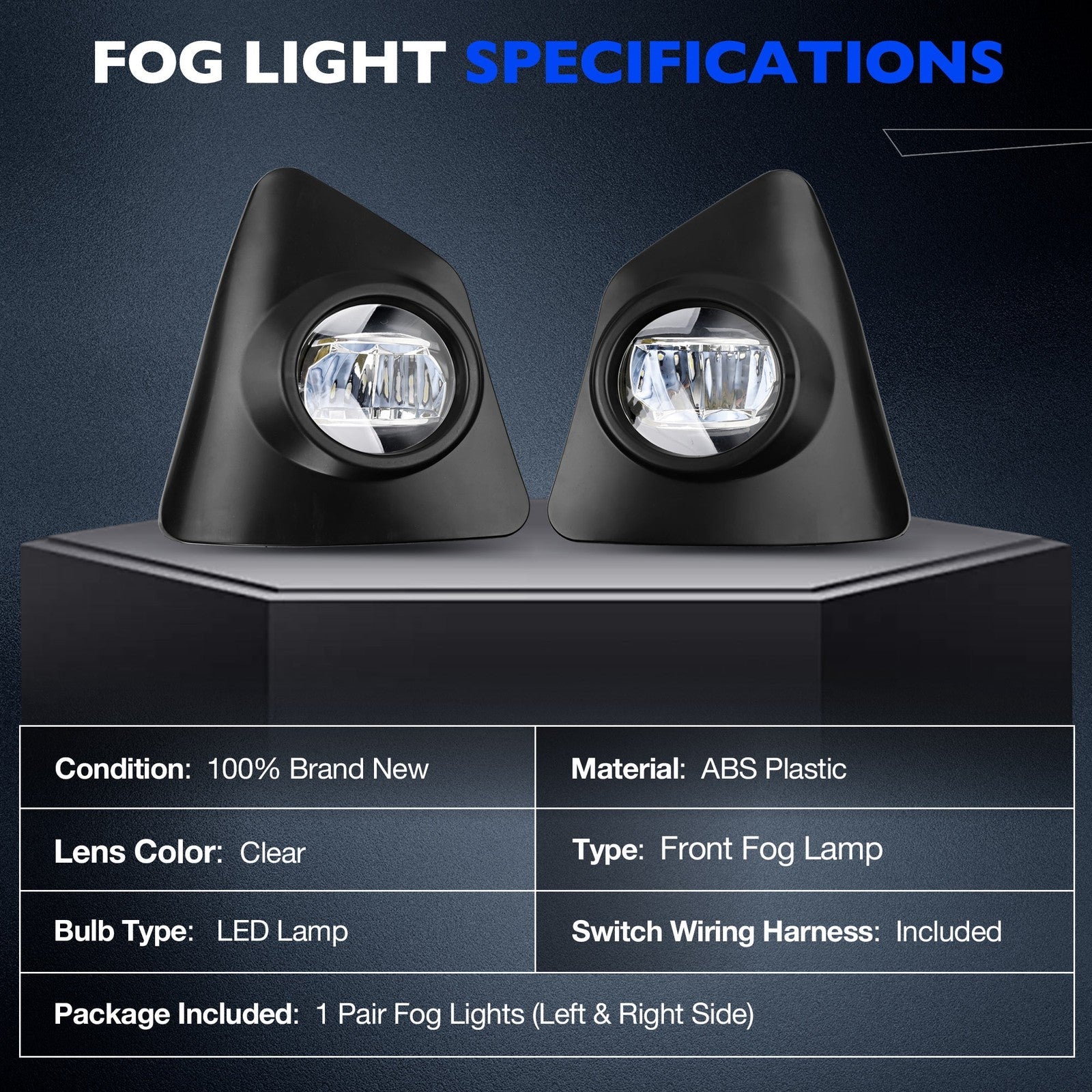 Bumper Fog Lights w/ Switch Wiring Lamp for 2014 2015 2016 Toyota Corolla S Pair