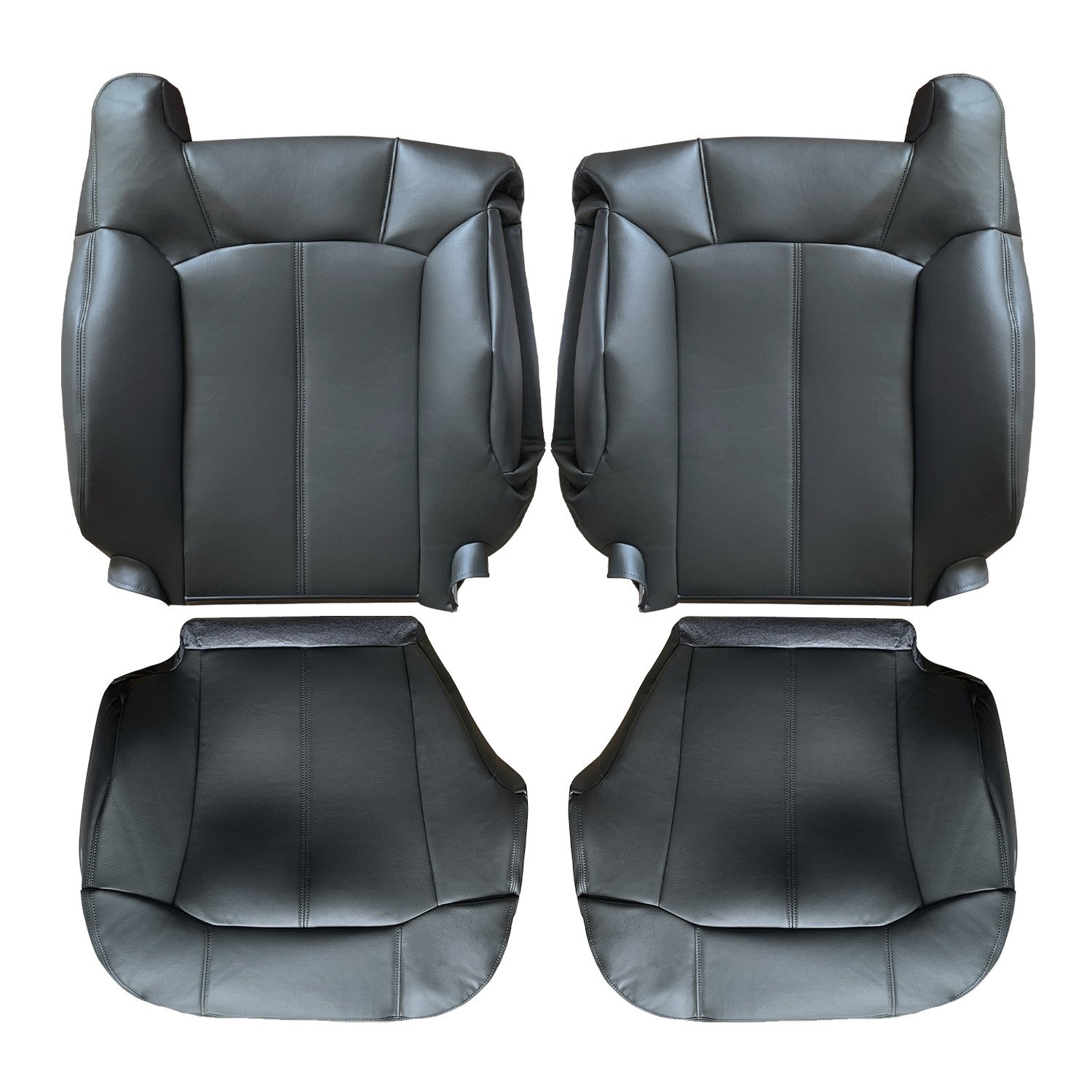Driver Passenger Leather Seat Cover Black for GMC Sierra Silverado 1999 2002