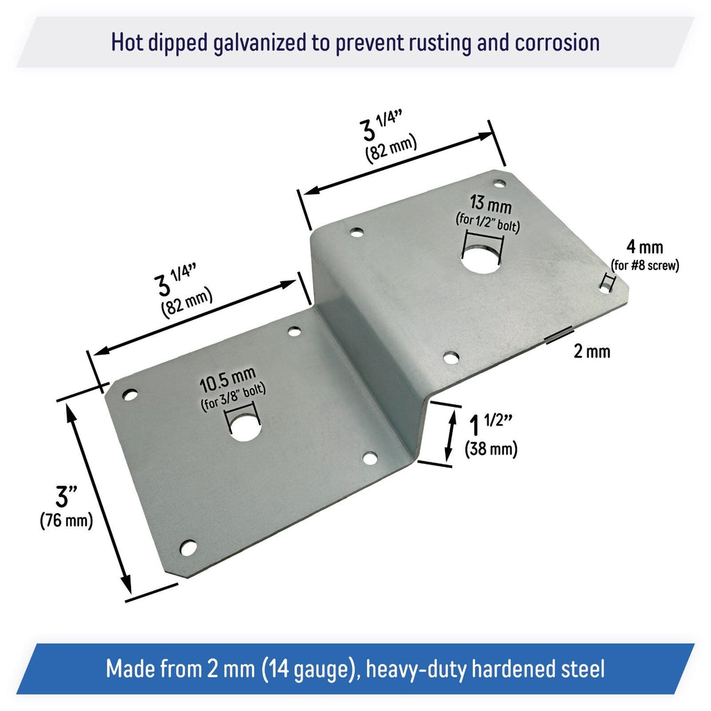 Galvanized Deck Joist Tie Plate Z Bracket for 2x4 Cross Joist and 4x4 Post 20 Piece
