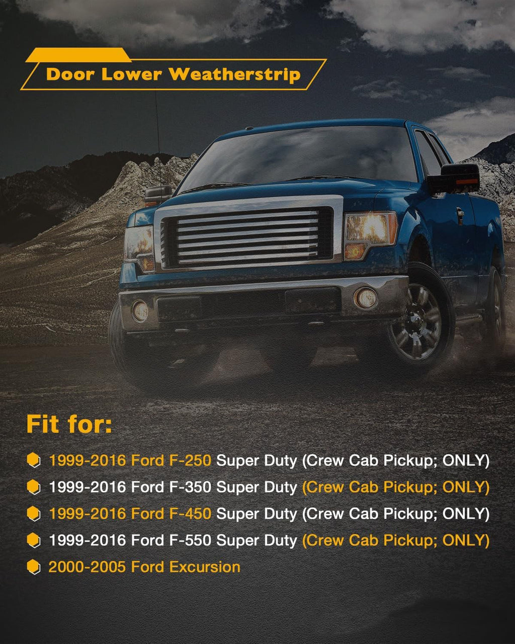 Door Lower Weatherstrip Seal for Ford F250 F350 F450 F550 Super Duty 1999 16 4x