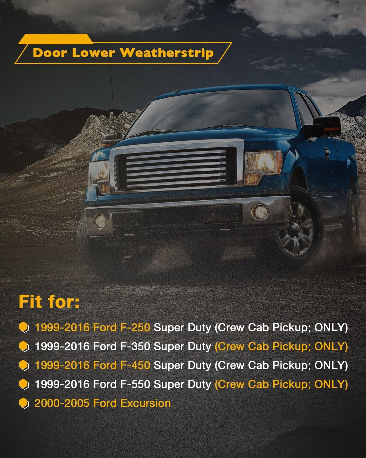 Door Lower Weatherstrip Seal for Ford F250 F350 F450 F550 Super Duty 1999 16 4x