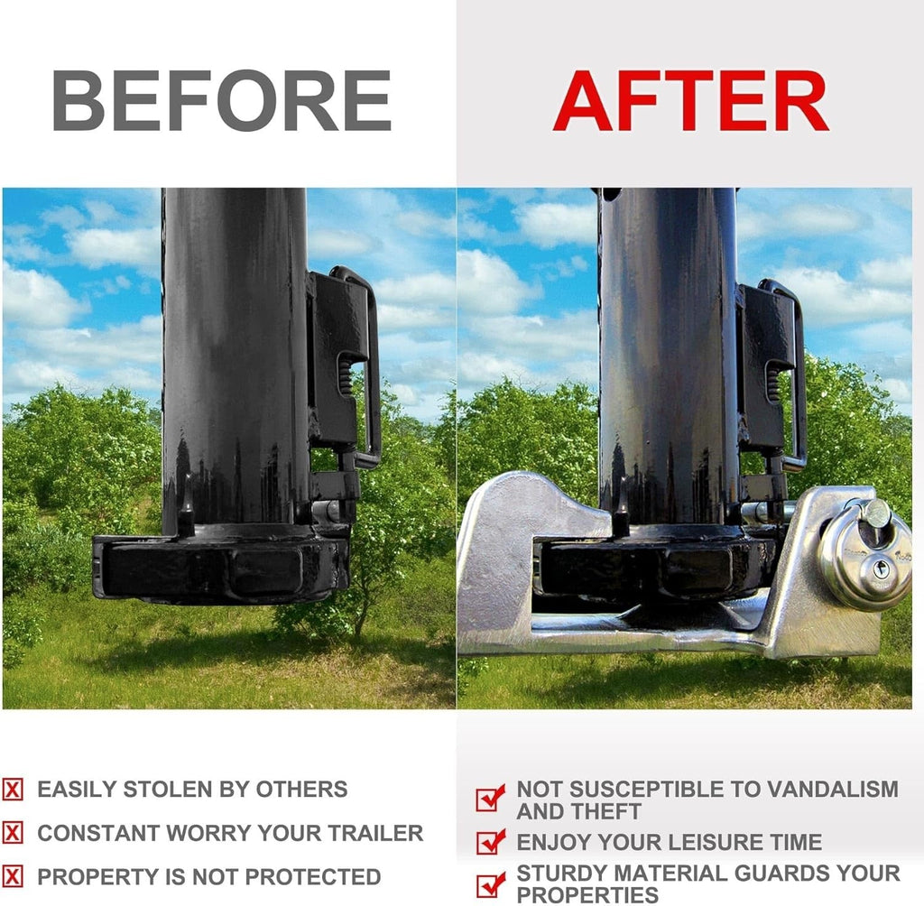 Black Gooseneck Trailer Lock with Key Lock for RVs Livestock Haulers Trailers