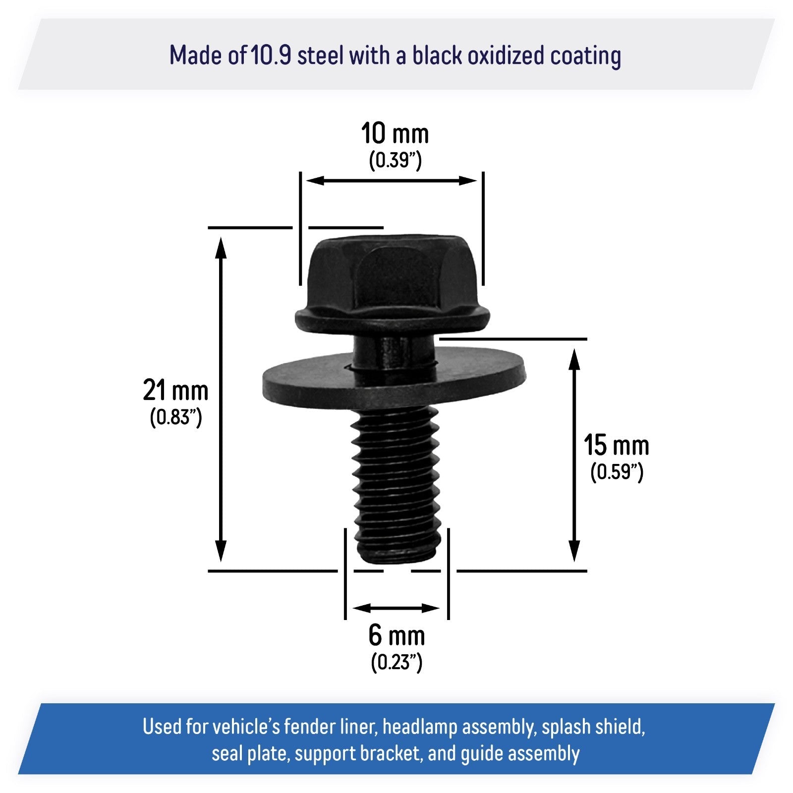 9GG600616T M6 1.0 x 15mm Fender Liner Headlamp Assembly Screws Bolt for Mazda