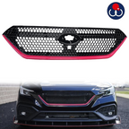 Front Bumper Grille Grill Black with Red Trim for 2022-2023 for Subaru WRX Sport
