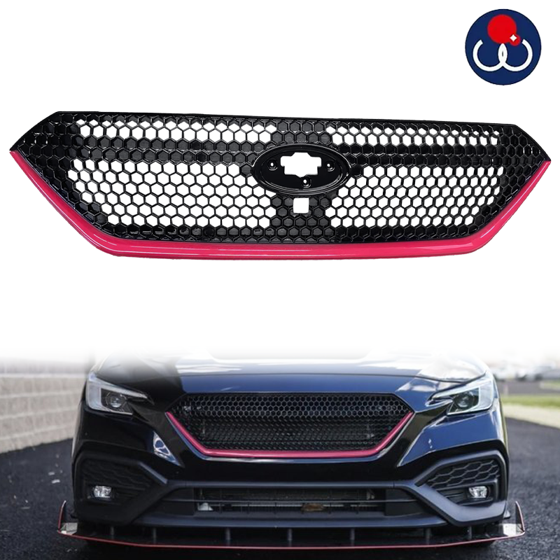 Front Bumper Grille Grill Black with Red Trim for 2022-2023 for Subaru WRX Sport