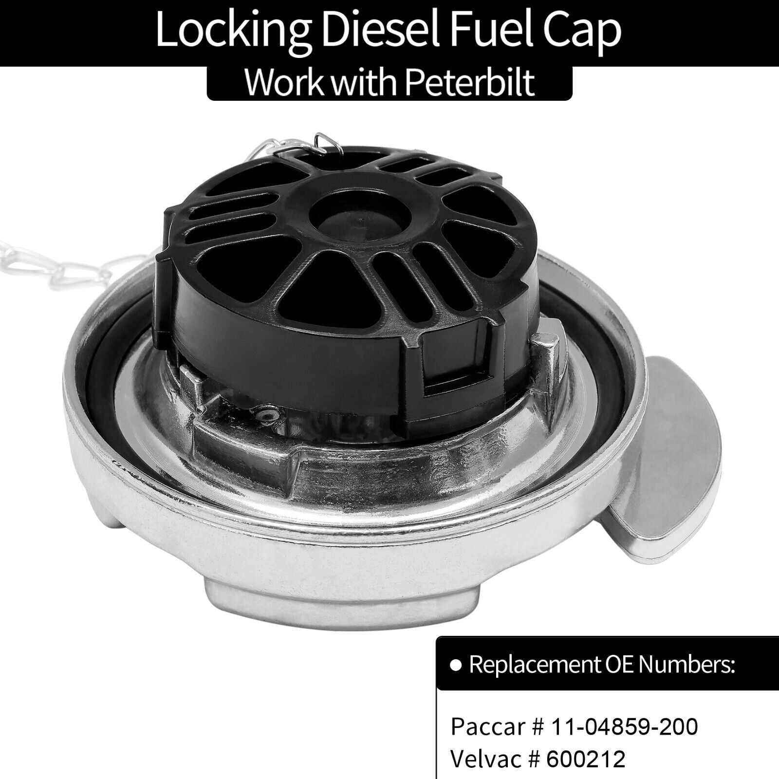 1104859200 4in Locking Diesel Fuel Cap for Peterbilt 1972 2017 330 587 Trucks 2x