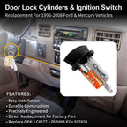 Door Lock Cylinders Ignition Switch Keys For Ford E150 E250 E350 1996 2008