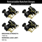 Ladder Rack Ratchet Straps w J Hook 1.5x7.5 Black Retractable 4x