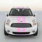 Dual 4 Inch Vinyl Rally Stripes Racing Stripe Bonus Kit for Pink Mini Cooper S