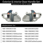 Exterior Interior Door Handles for GMC C K 1500 2500 3500 Suburban 1988 2000