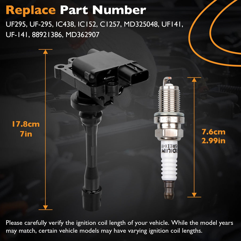 UF295 2 Ignition Coils 4 Denso Spark Plugs for Mitsubishi Lancer 2.0L 6 Piece