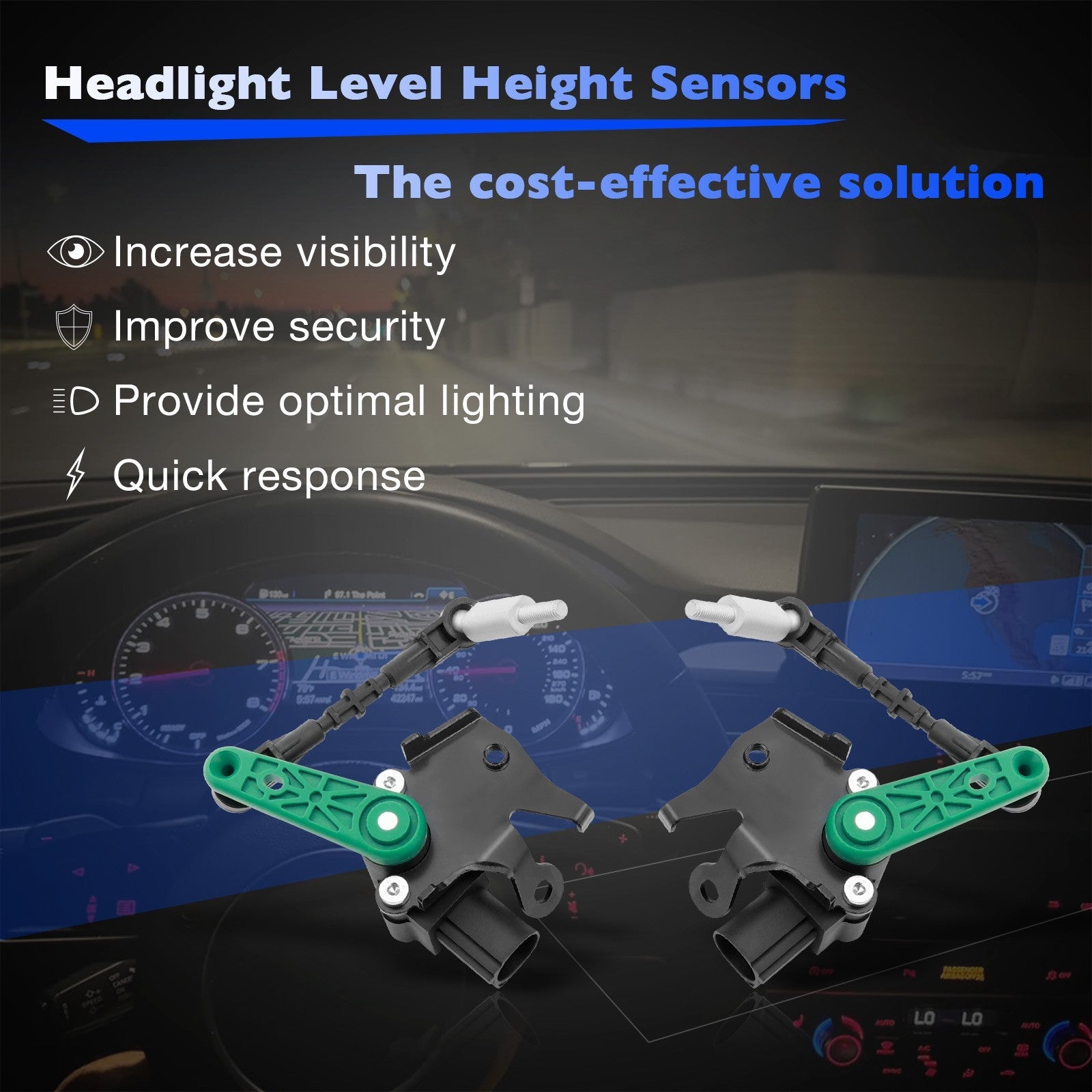 Front LH & RH Air Suspension Height Level Sensors for Audi A6 A8 S7 S8 12 18 2x