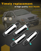Exterior Door Handle with Keyhole Kit Front Rear Side for Kia Sorento 03 09 4Pcs
