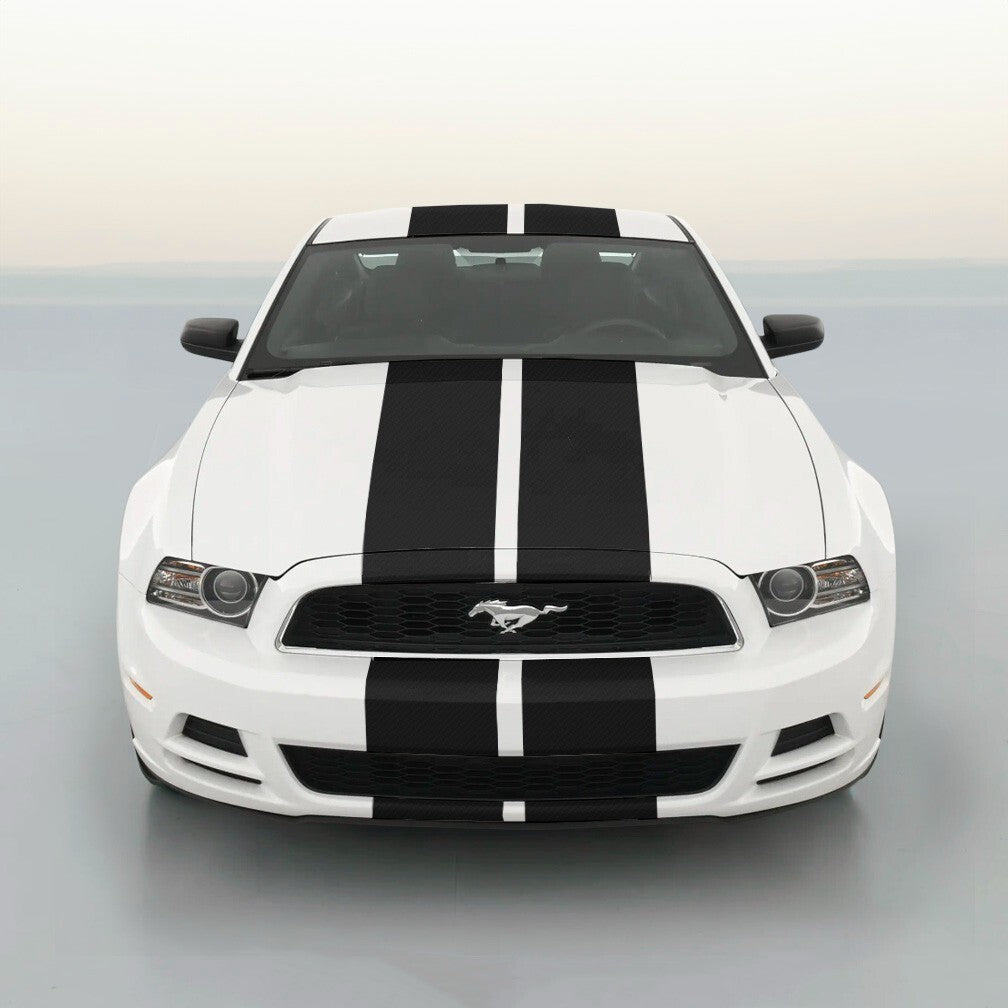 11 Inch Black Carbon Fiber Vinyl Rally Racing Stripes for Ford Mustang Cobra