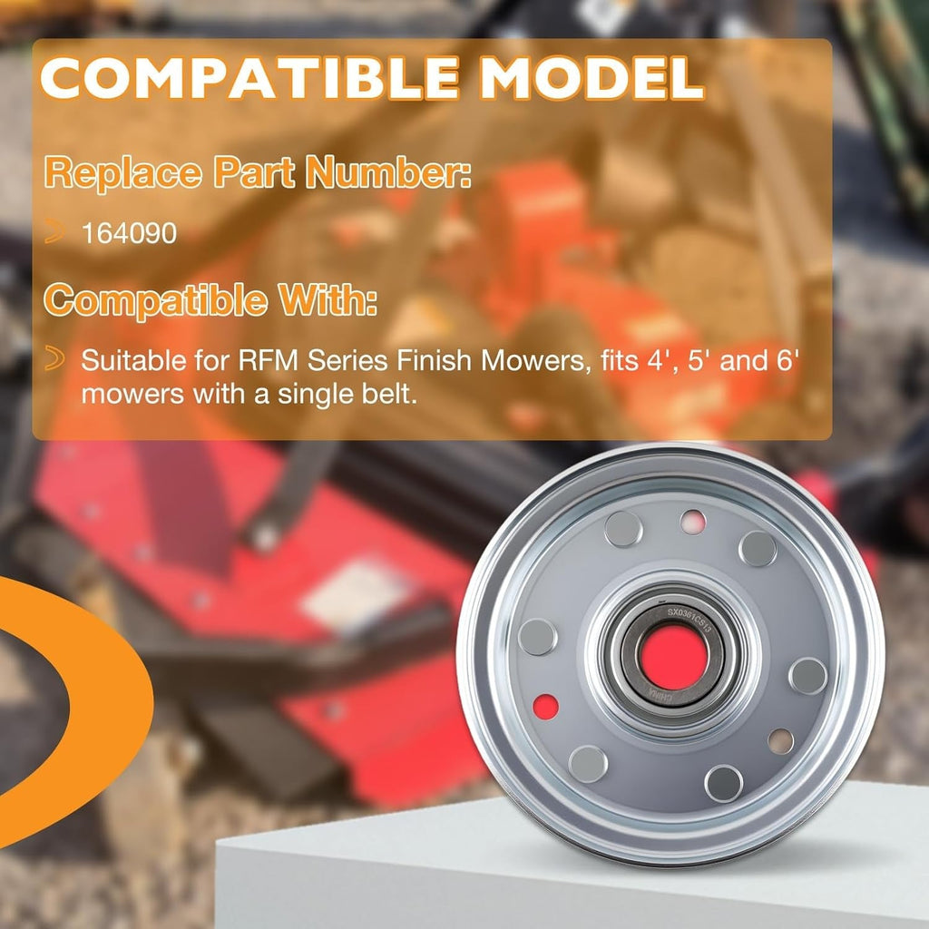 164090 Idler Flat Pulley for King Kutter RFM Series 4 5 6 ft Lawn Tractor