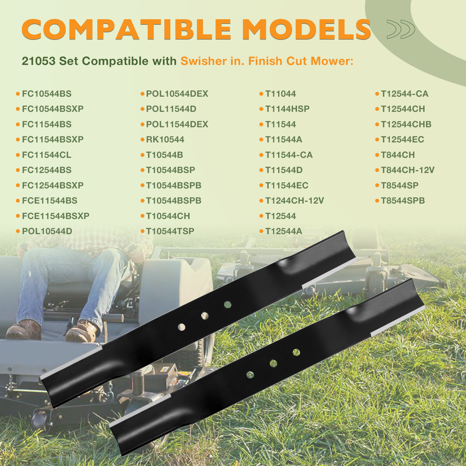 9036 4220 Blade Belt Set for Swisher 44 In Finish Cut Mowers 74 Inch 2 Pieces