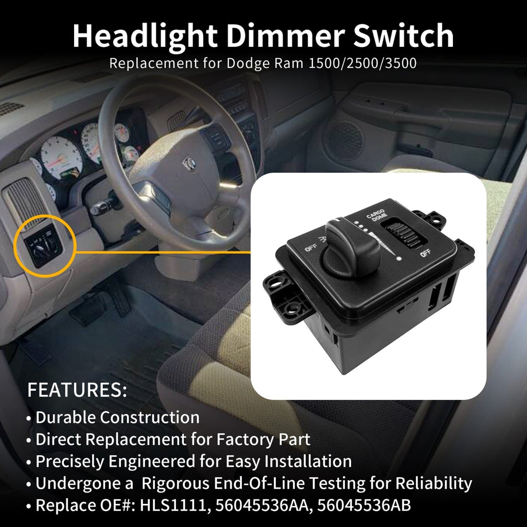 Headlight Cargo Lamp Dimmer Switch without Foglamp for Ram 1500 2500 3500