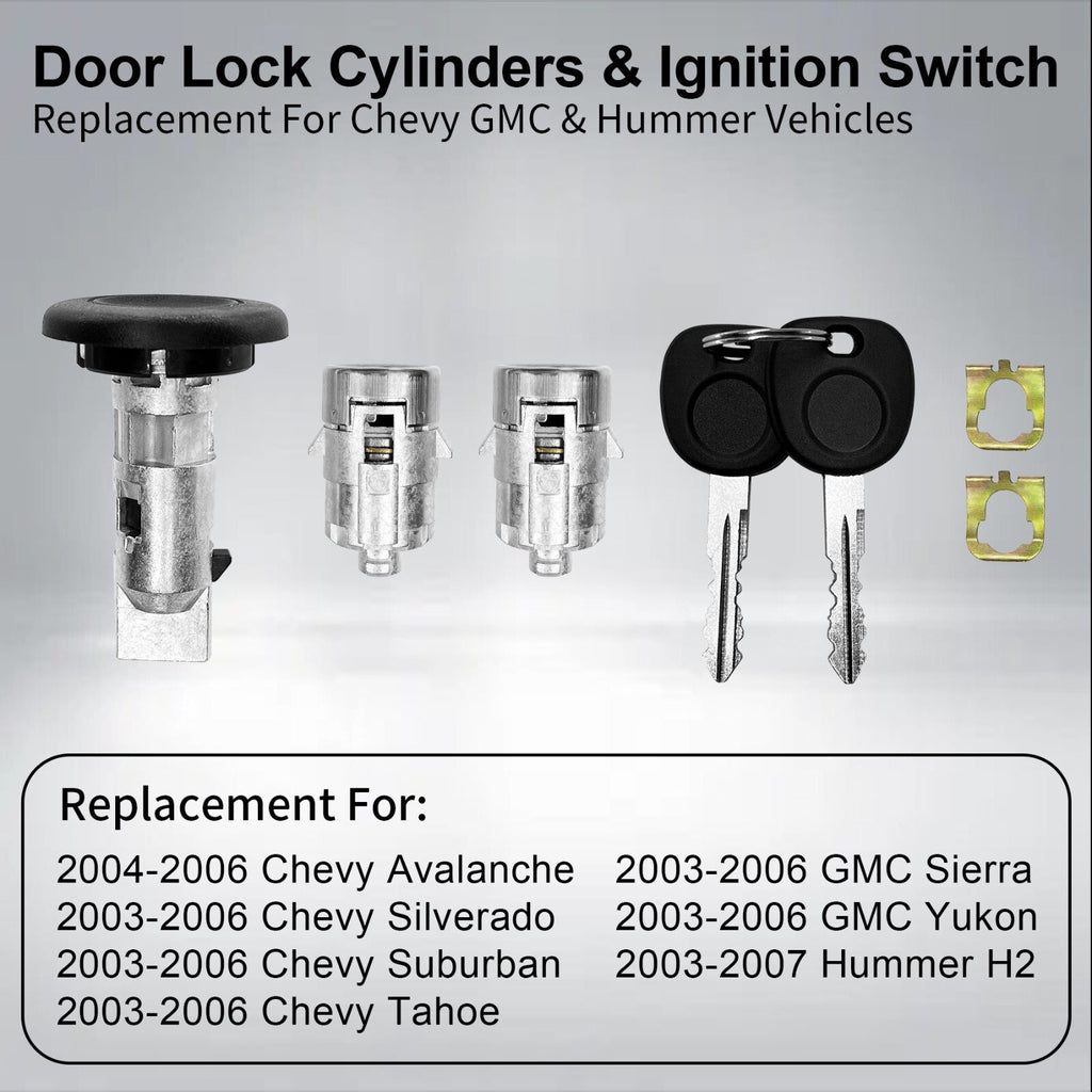 Ignition Switch Front Door Lock Cylinders for Chevy Silverado GMC Sierra 03 07