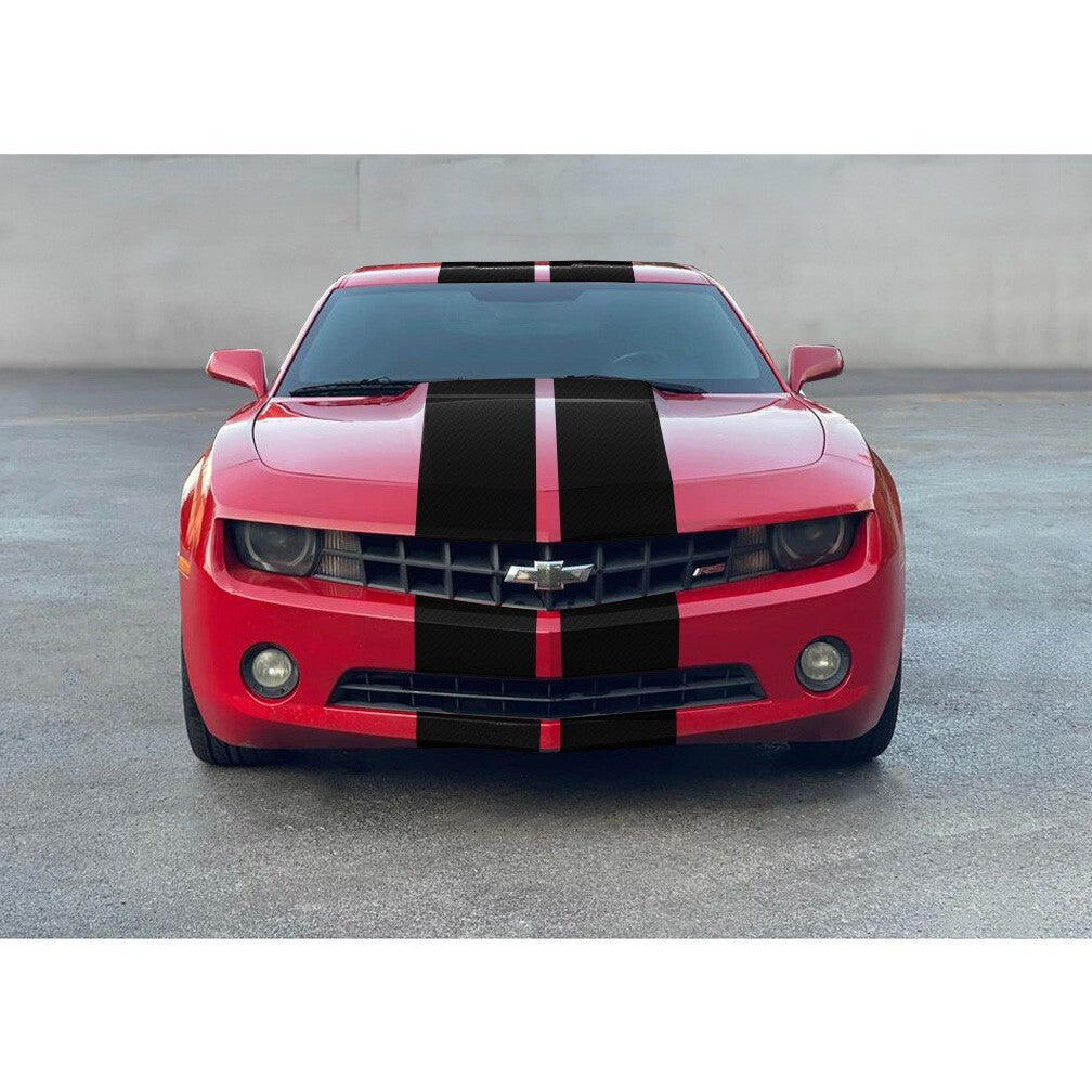 9 Inch Black Carbon Fiber Vinyl Rally Stripes Racing Stripe Kit for Chevy Camaro