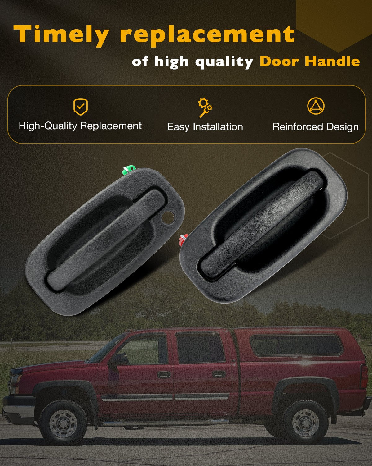 Exterior Door Handles with Lock Cylinder & Keys for 1999 2007 Chevy GMC Cadillac