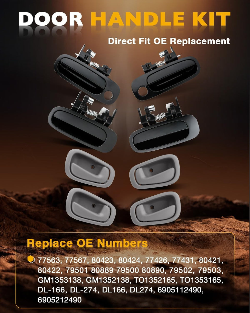 Interior Exterior Door Handle Set for Toyota Prizm 1998 2002 Lock Cylinder Key