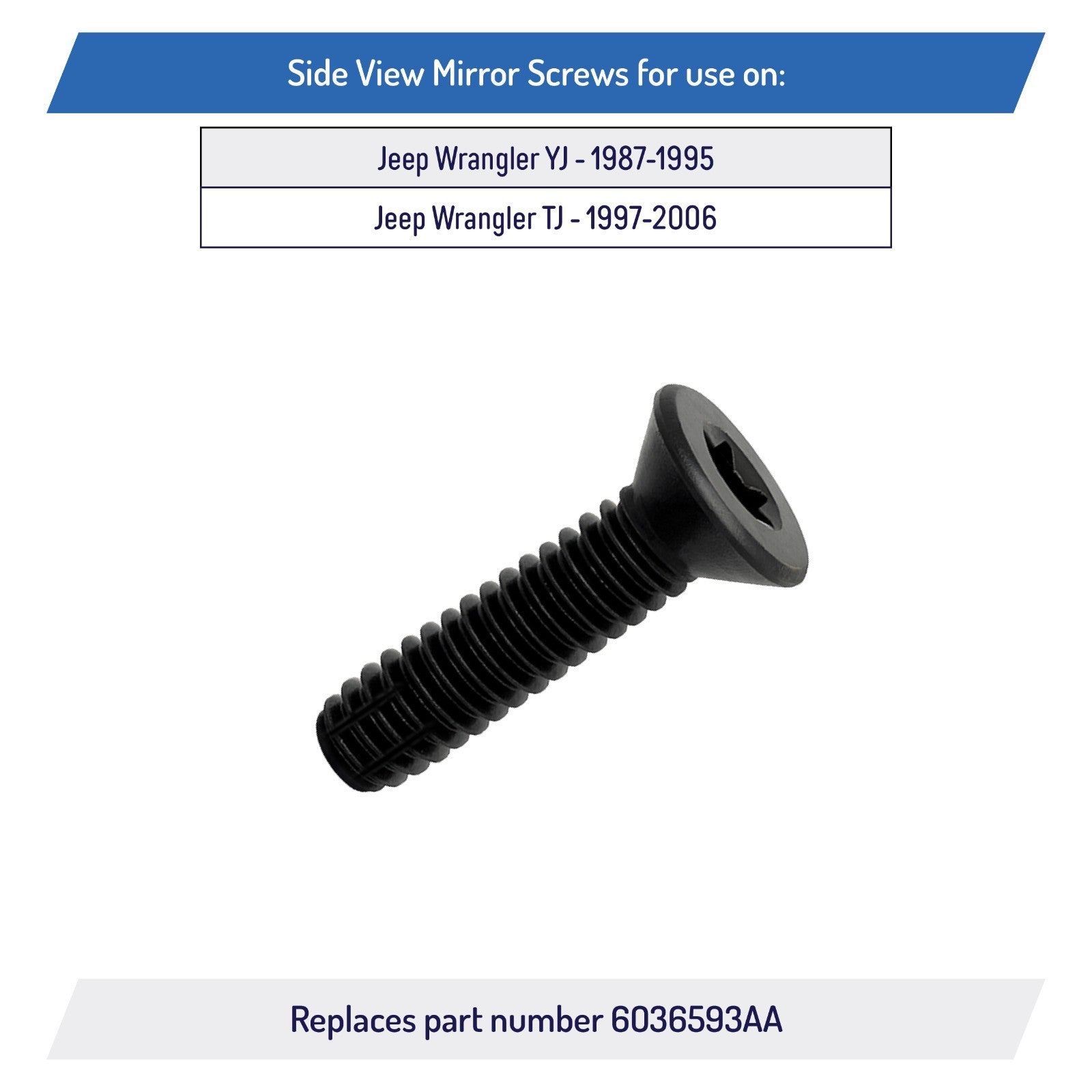 6036593AA Side View Mirror Screws for Jeep Wrangler YJ TJ LJ 1987-2006 6