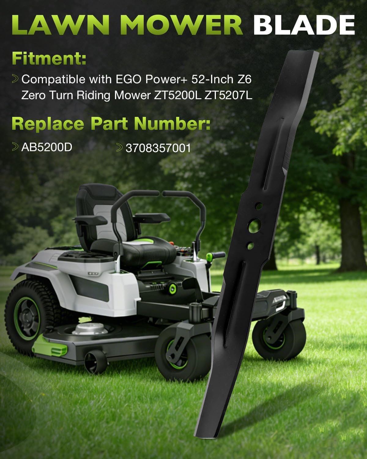 AB5200D Blades for EGO Power Plus 52 Inch Z6 Zero Turn ZT5200L ZT5207L 3 Pack