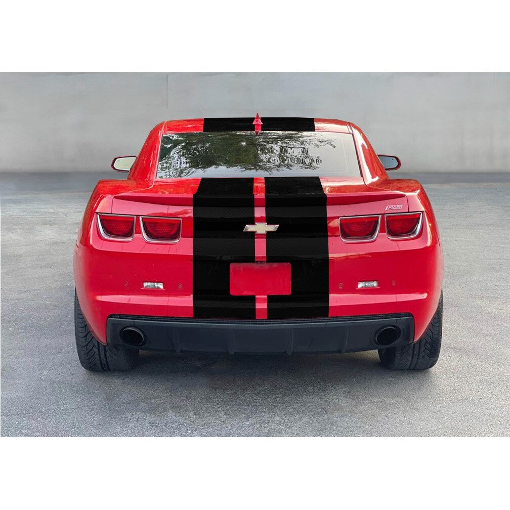 9 Inch Black Carbon Fiber Vinyl Rally Stripes Racing Stripe Kit for Chevy Camaro