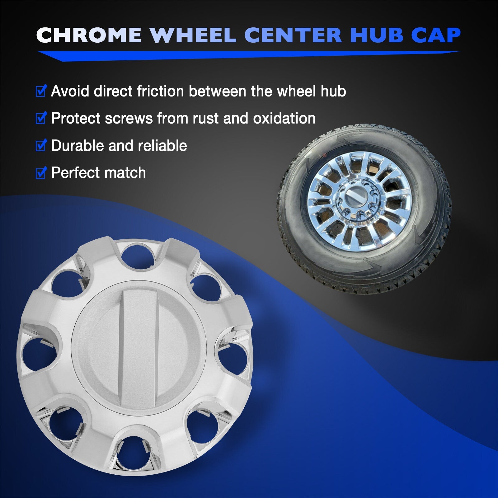 HC3Z1130E Front Rear Wheel Center Hub Cap Chrome for Ford F250 Super Duty 17 24