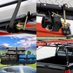 Ladder Rack Ratchet Straps w J Hook 1.5x7.5 Black Retractable 4x