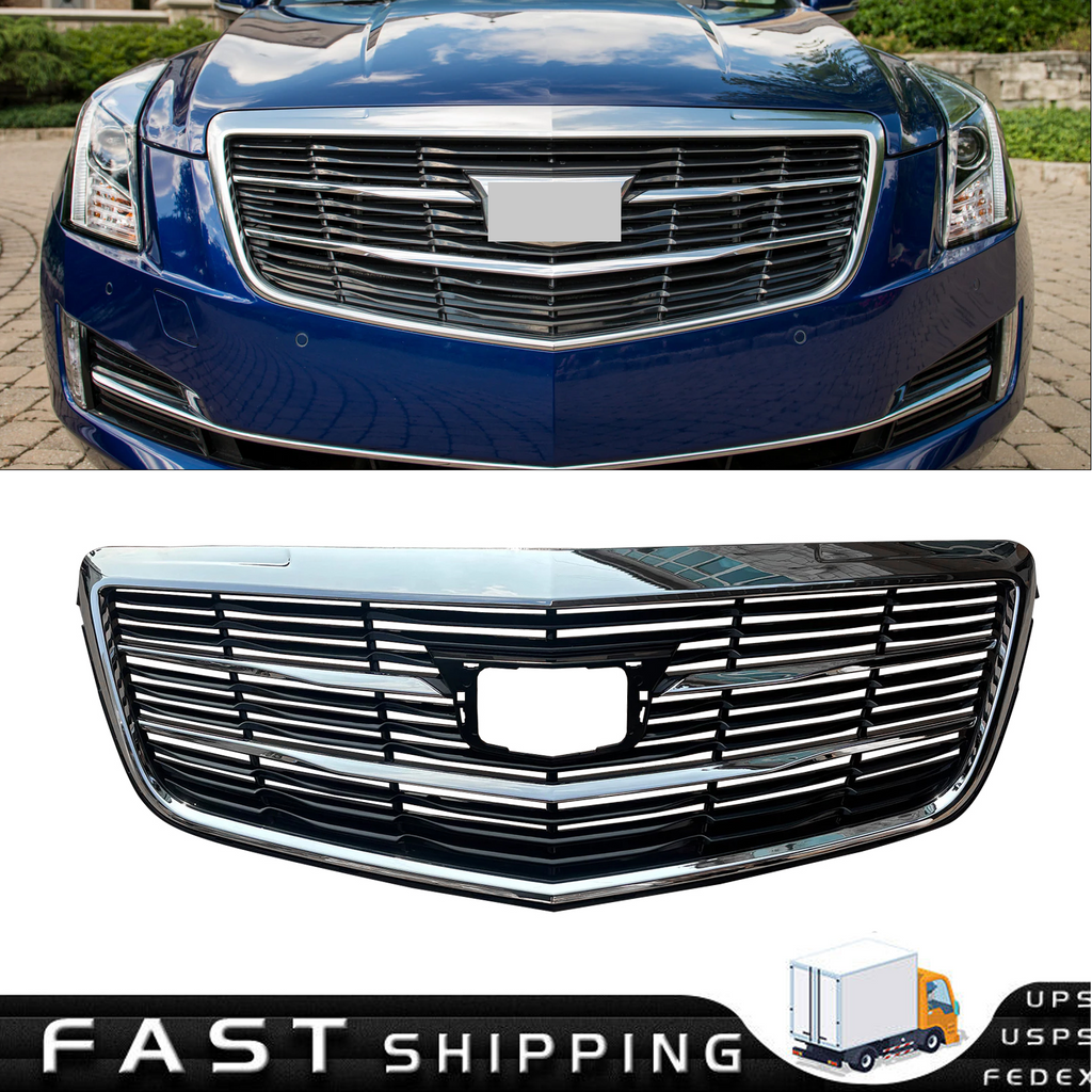 Fits 2015 2016-2019 Cadillac ATS Front Grille Upper Bumper Grill W/Chrome 15-19