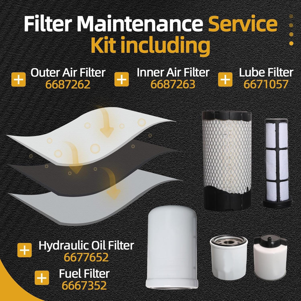 Fuel Oil Air Filter Kit For Bobcat Mini Track Loader MT52 MT55 MT85 MT100 5X
