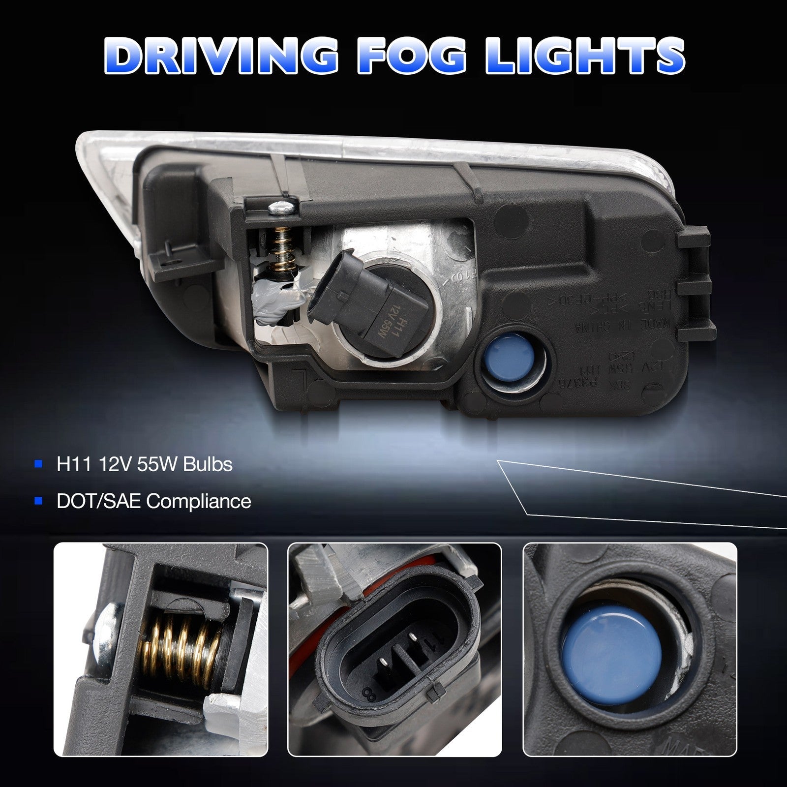 Fog Light Lamps Assembly for Honda Accord 2003-2007 Sedan w/ Bulbs & Harness