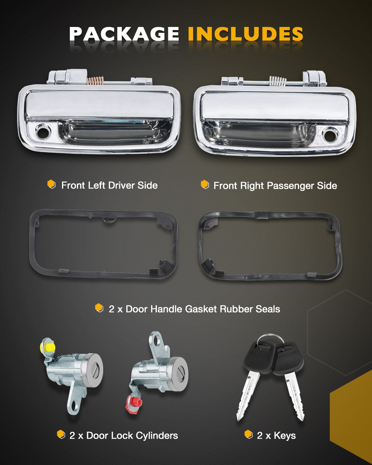 Front Exterior Door Handles Lock Cylinders for Toyota Tacoma Hilux 95 12 2Pcs