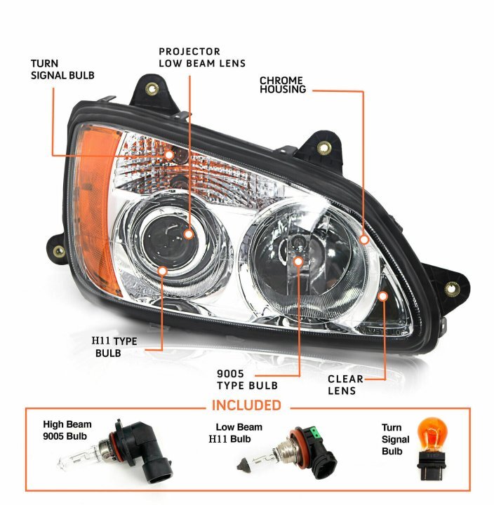 2P Headlight Pair for Kenworth T170 T270 T370 T440 T470 T660 2008-2017 LH RH