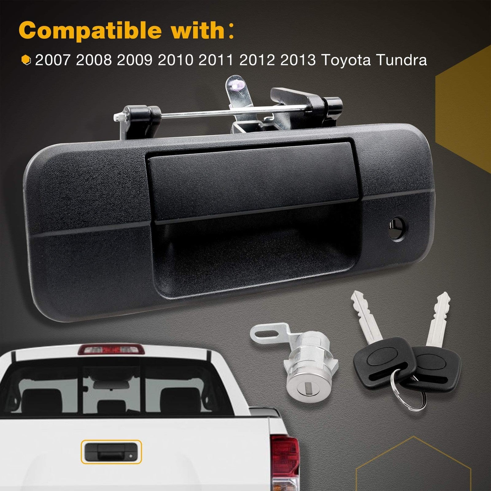 81213 Tailgate Handle Latch with Lock Cylinder and Key for 07-13 Toyota Tundra